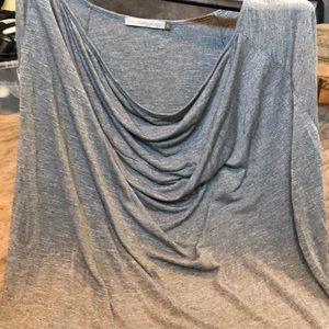 Super soft grey shirt with flowing collar.